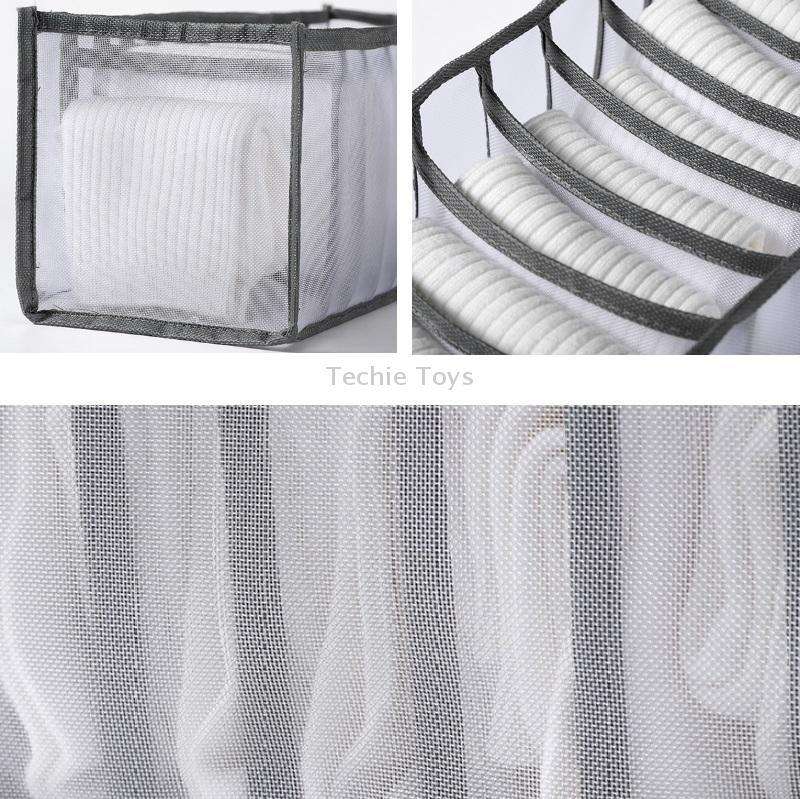 3 in 1 Underwear Drawer Storage Box Household Socks Folding Storage Box(Beige)