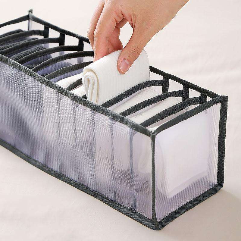 3 in 1 Underwear Drawer Storage Box Household Socks Folding Storage Box(Beige)