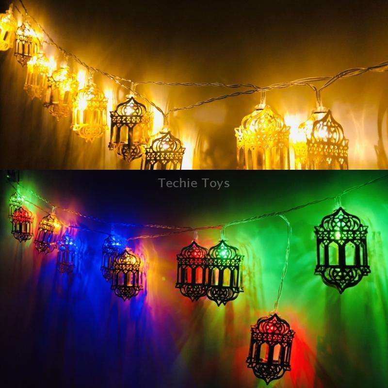 1.65m 10 LEDs Eid Al-Fitr Festival Iron Art String Lights Ramadan LED Decoration Pendant(Warm White