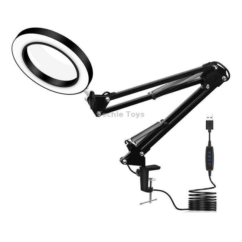 LED Eye Protection Reading Book Light USB Folding Clip Magnifying Glass Electronic Maintenance Light