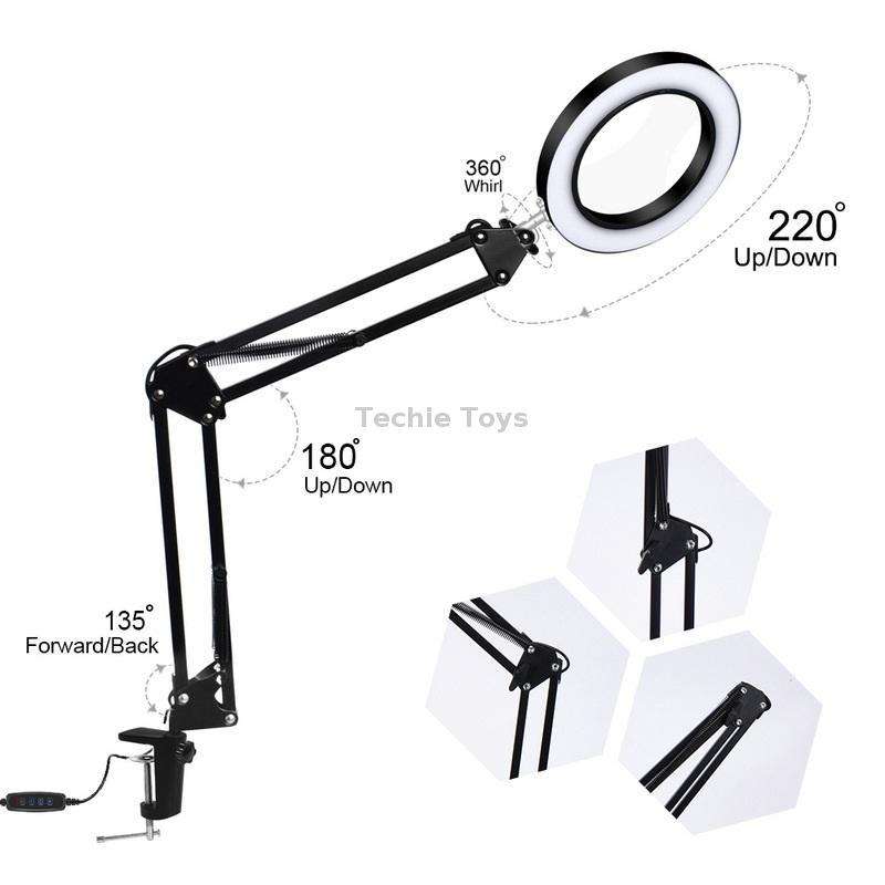LED Eye Protection Reading Book Light USB Folding Clip Magnifying Glass Electronic Maintenance Light