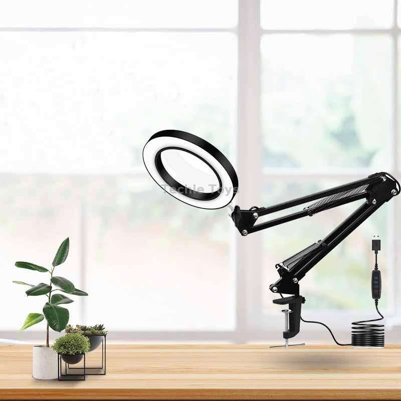 LED Eye Protection Reading Book Light USB Folding Clip Magnifying Glass Electronic Maintenance Light