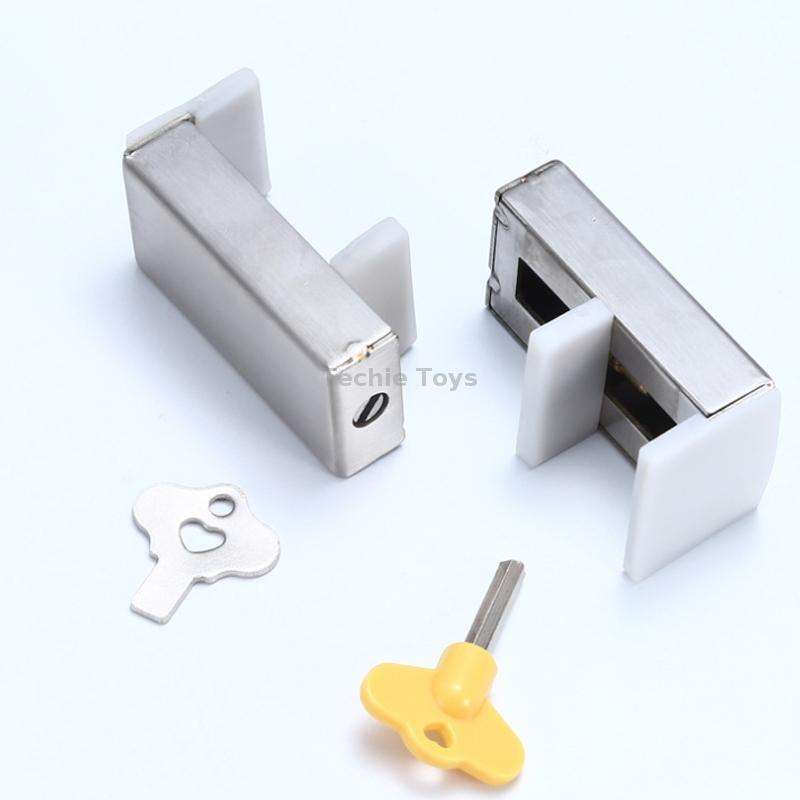 2 PCS Aluminum Screen Window Door Lock Child Protection Safety Lock Anti-theft Stopper(Hex Key)