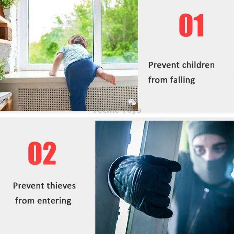 2 PCS Aluminum Screen Window Door Lock Child Protection Safety Lock Anti-theft Stopper(Hex Key)