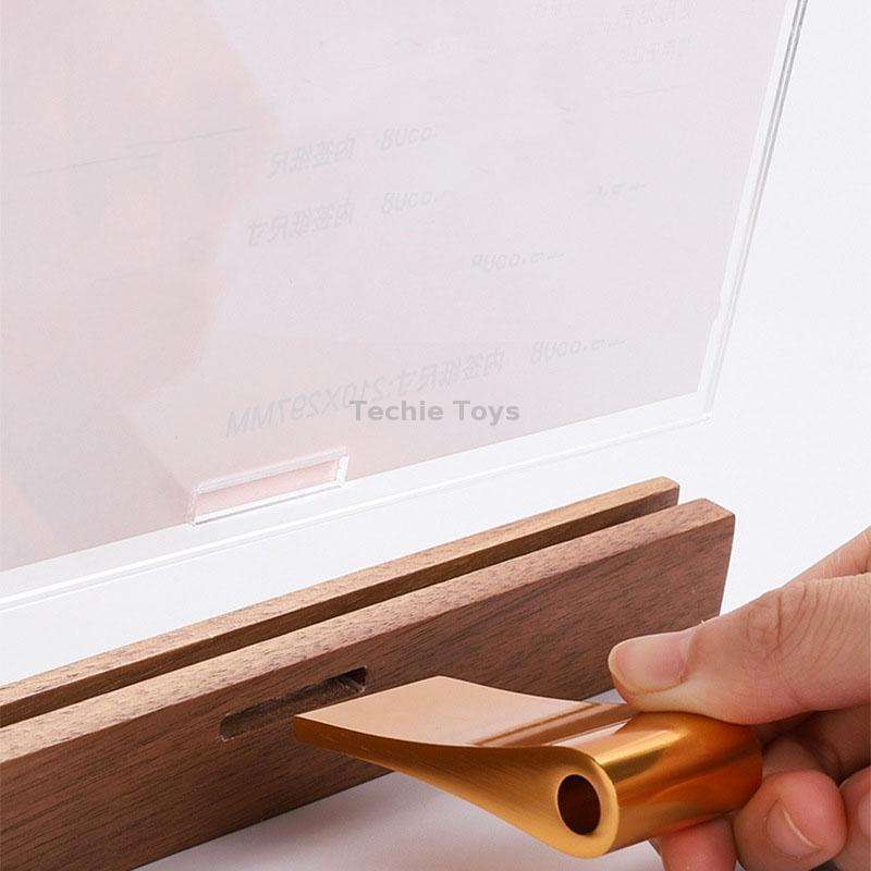 Transparent Acrylic Wooden Base Certificate Photo Frame Vertical Walnut