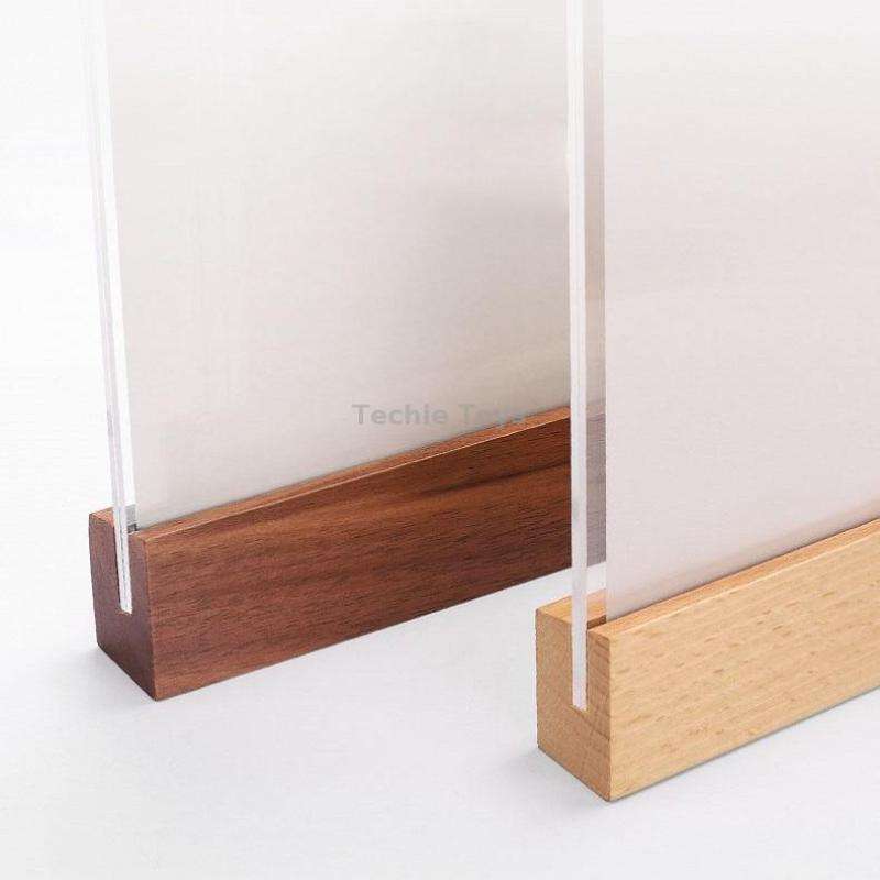 Transparent Acrylic Wooden Base Certificate Photo Frame Vertical Walnut