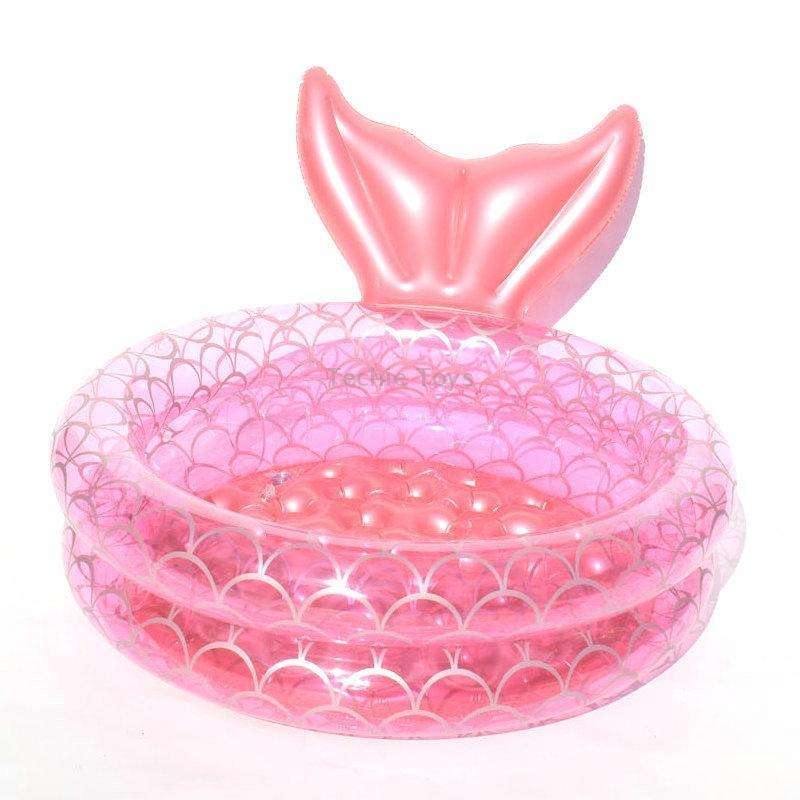 Inflatable Mermaid Shape Pool Home Children Baby Pink Round Swimming Pool Floating Air Cushion, Size