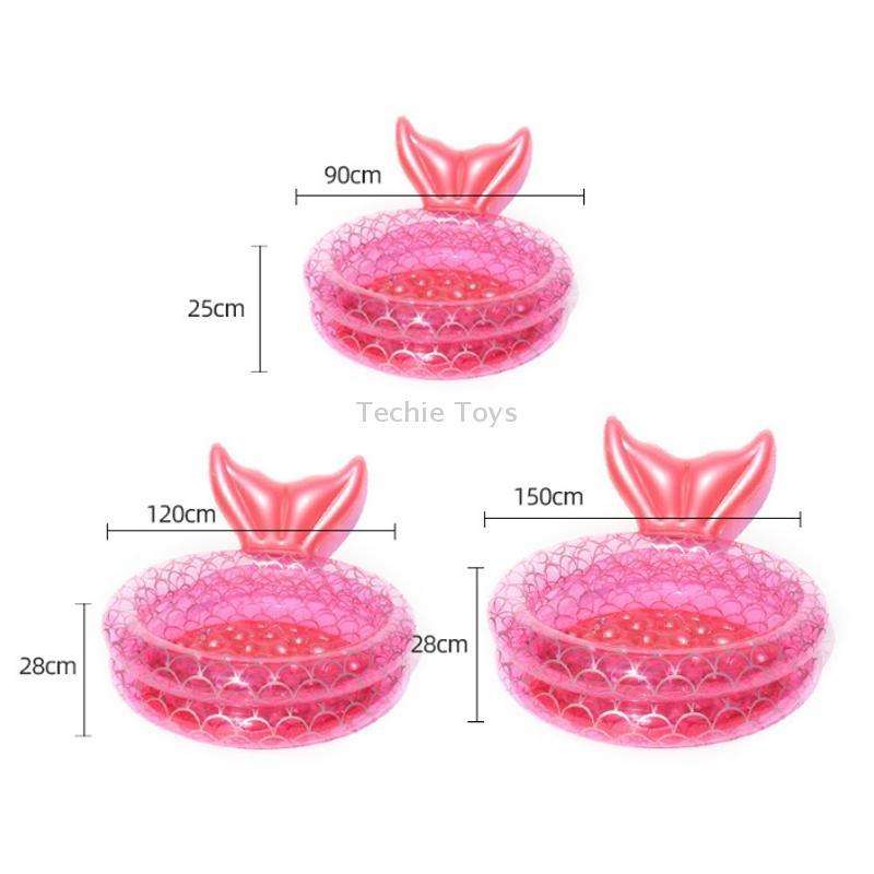 Inflatable Mermaid Shape Pool Home Children Baby Pink Round Swimming Pool Floating Air Cushion, Size