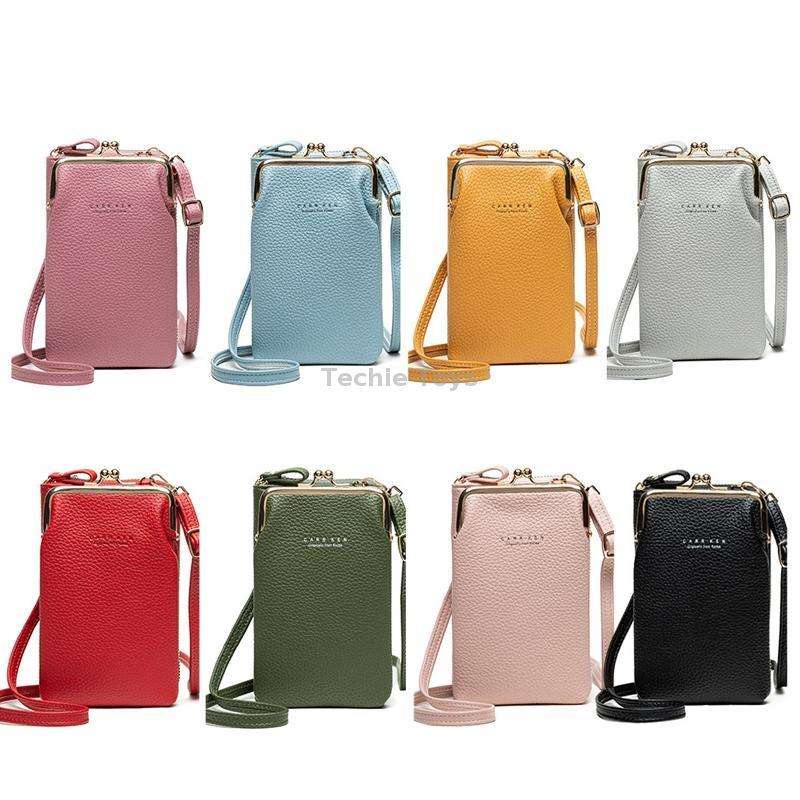 H2107 Ladies Mobile Phone Bag Shoulder Messenger Bag Pebbled Zipper Wallet(Light Blue)