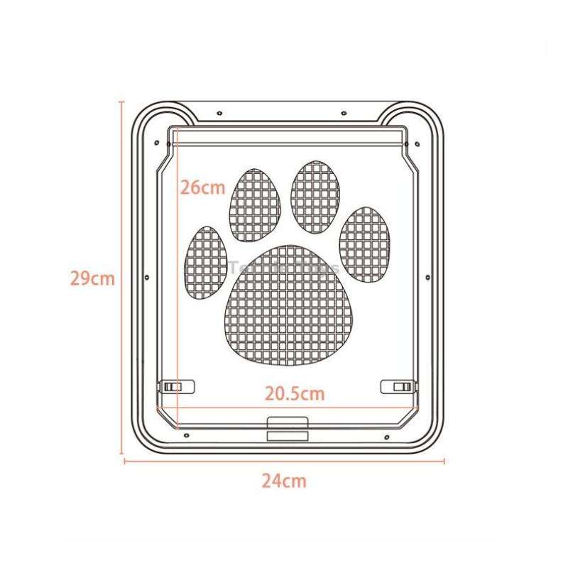 Pet Supplies Dog Paw Print Door Bite-Proof Small Dog Cat Screen Window Door Cat And Dog Door(Black)