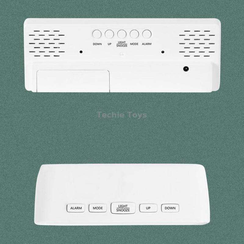 Mirror Bedside Alarm Clock Battery Plug-In Dual-Purpose LED Clock, Colour: Rectangular White Shell (