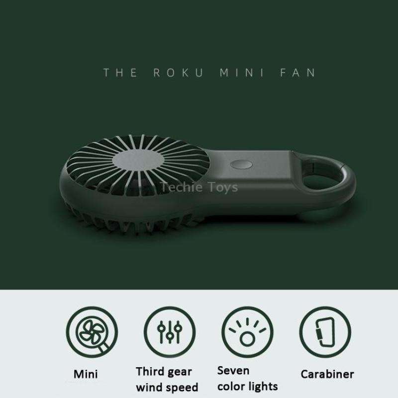 Handheld Pocket Mini Small Fan Portable Charging Outdoor USB Fan With 7 Color Light(Pink)