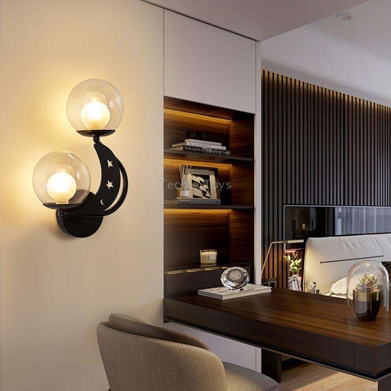 Bedroom Bedside Wall Lamp Indoor Background Wall Lamp Tri-color Light(6082 Golden Right)