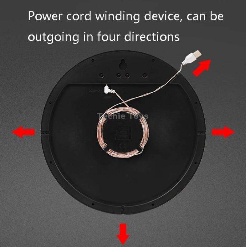 6620 12 Inch LED Simple Wall Clock Living Room Round Silent Digital Temperature And Humidity Electro