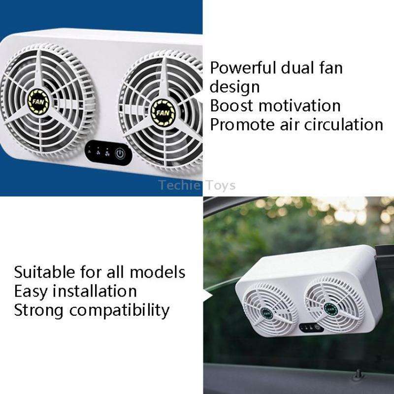 USB Interface Car Cooling Device Car Exhaust Air Circulation Exhaust Fan Car Changing Fan(White)