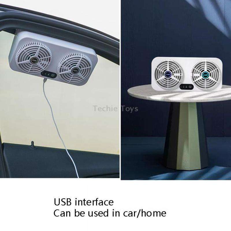 USB Interface Car Cooling Device Car Exhaust Air Circulation Exhaust Fan Car Changing Fan(White)