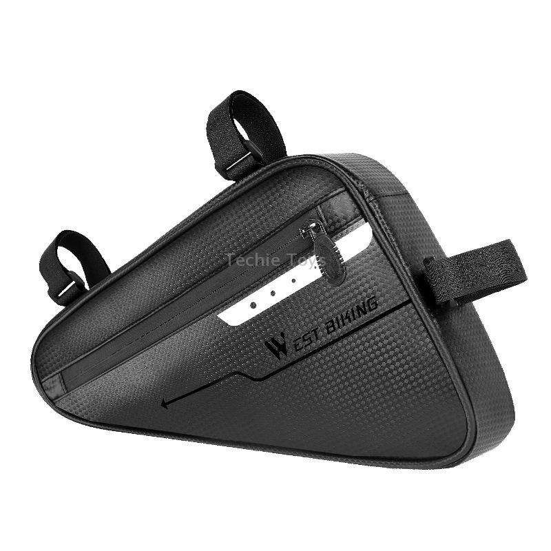 WEST BIKING Bicycle Large-Capacity Triangle Bag Waterproof Beam Bag Riding Equipment(Black)
