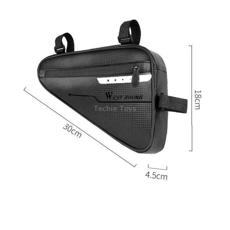 WEST BIKING Bicycle Large-Capacity Triangle Bag Waterproof Beam Bag Riding Equipment(Black)