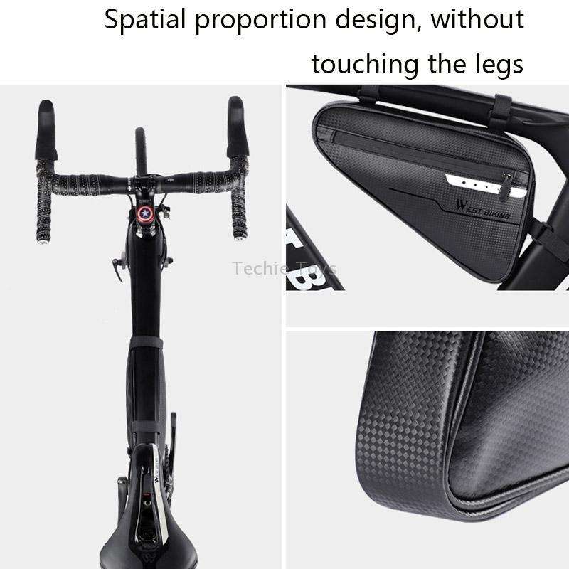 WEST BIKING Bicycle Large-Capacity Triangle Bag Waterproof Beam Bag Riding Equipment(Black)