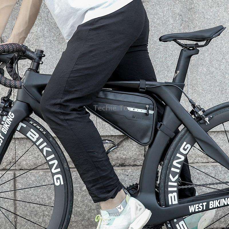WEST BIKING Bicycle Large-Capacity Triangle Bag Waterproof Beam Bag Riding Equipment(Black)
