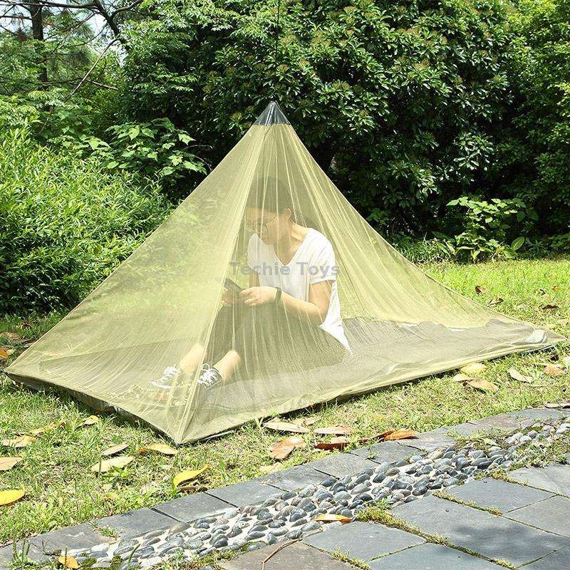 Polyester Mesh Tent Outdoor Camping Single Perspective Anti-Mosquito Net(Army Green)