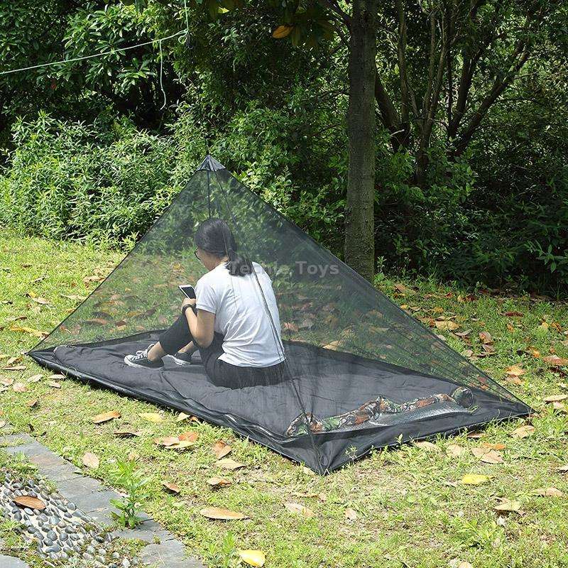 Polyester Mesh Tent Outdoor Camping Single Perspective Anti-Mosquito Net(Army Green)