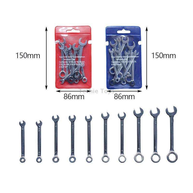 10 PCS / Set Mini Mirror Polished Opening Wrench Plum Two-Purpose Pocket Wrench, Style: Imperial