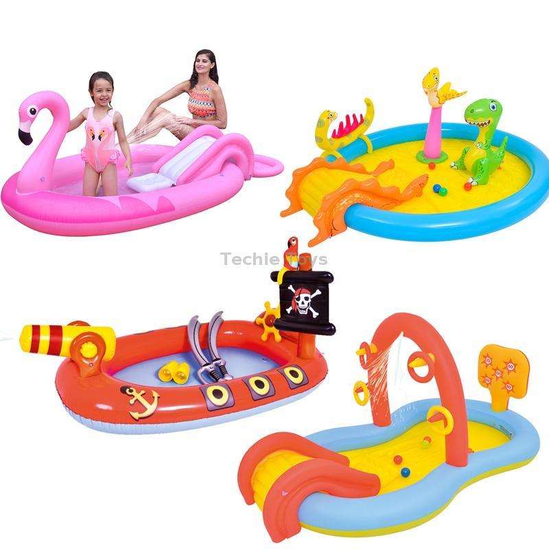 Home Large Cartoon Animal Drama Pool Water Spray Inflatable Swimming Pool Slide Pool( Slide Spray Wa