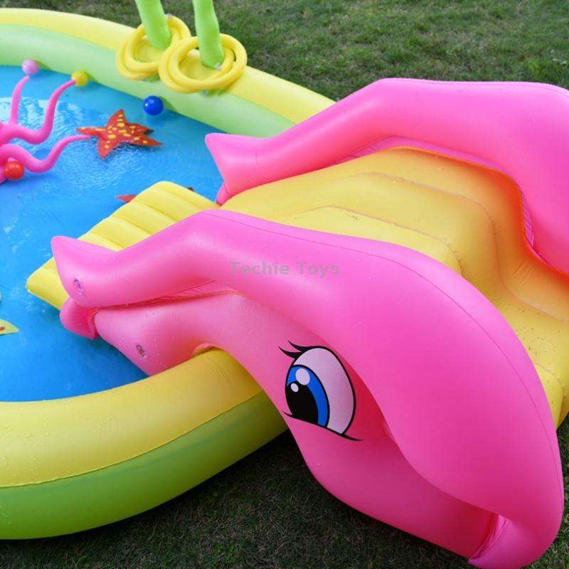Home Large Cartoon Animal Drama Pool Water Spray Inflatable Swimming Pool Slide Pool( Slide Spray Wa