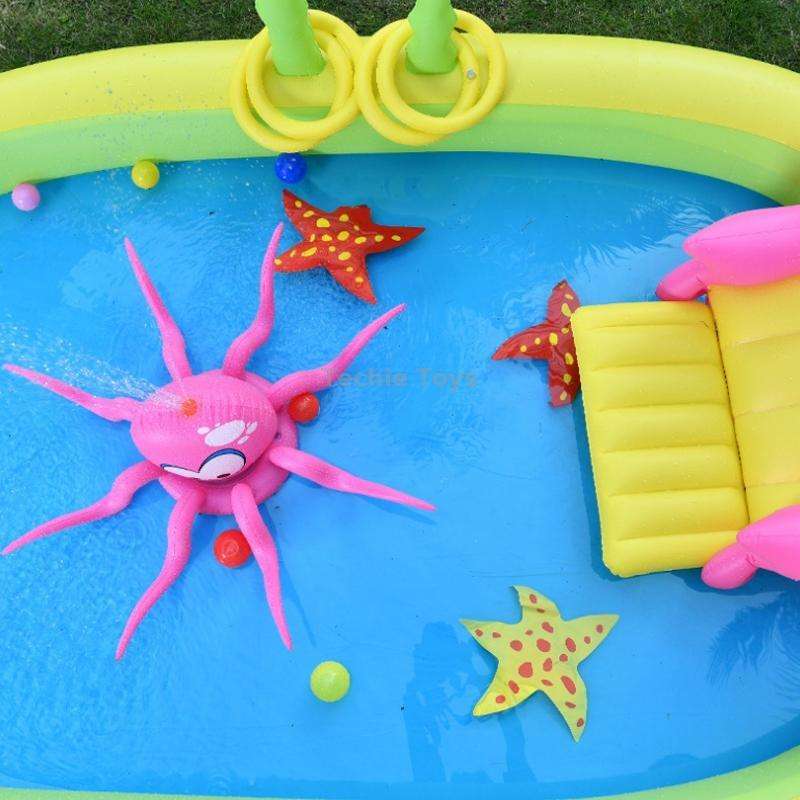 Home Large Cartoon Animal Drama Pool Water Spray Inflatable Swimming Pool Slide Pool( Slide Spray Wa