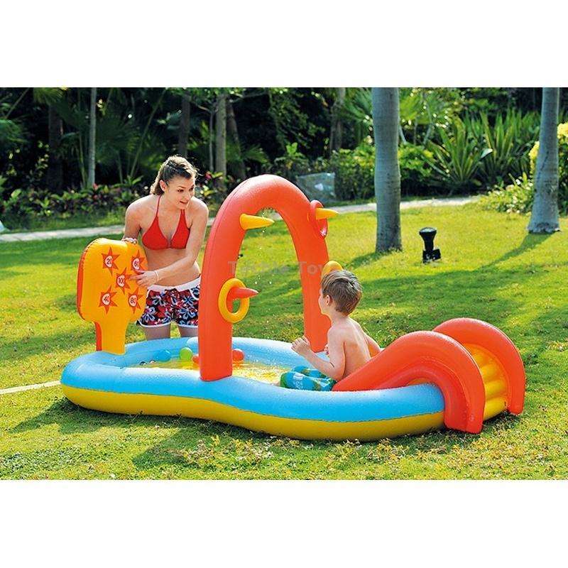 Home Large Cartoon Animal Drama Pool Water Spray Inflatable Swimming Pool Slide Pool( Slide Spray Wa