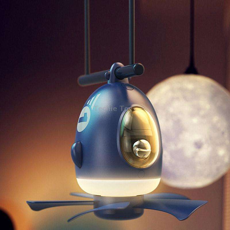 MF023 Airplane Night Light Ceiling Fan Household USB Remote Control Fan(White)