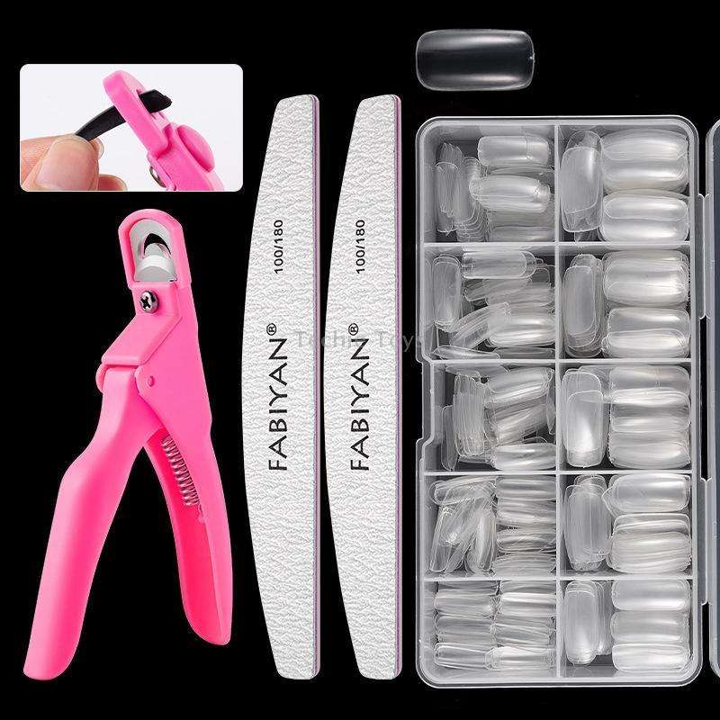 FABIYAN Nail Brush Nail Piece Set Nail Art Polishing Supplies Set, Specification: Transparent Full-s