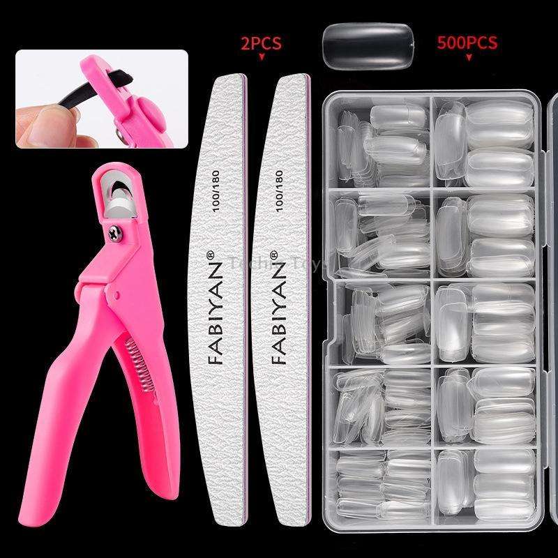 FABIYAN Nail Brush Nail Piece Set Nail Art Polishing Supplies Set, Specification: Transparent Full-s