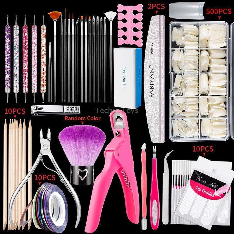 FABIYAN Nail Brush Nail Piece Set Nail Art Polishing Supplies Set, Specification: Natural Big Set