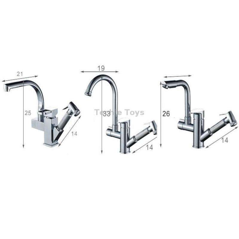 Kitchen Pull-Out Double Faucet Water Table Hot And Cold Water Faucet, Specification: Wheel Bending P