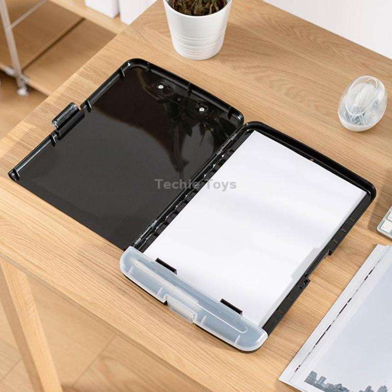 Outdoor Waterproof Paper Storage Archive Box A4 Multi-Function Copy Panel Clip File Box(Black)
