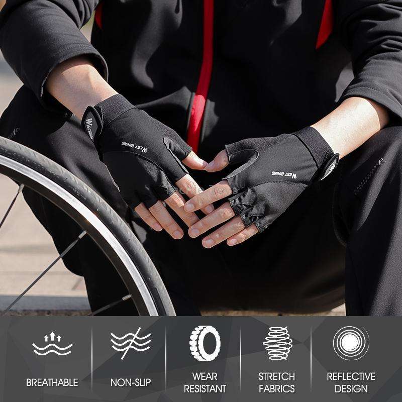 WEST BIKING YP0211210 Mountain Cycling Gloves Half Finger Breathable Anti-Slip Gloves Riding Equipme