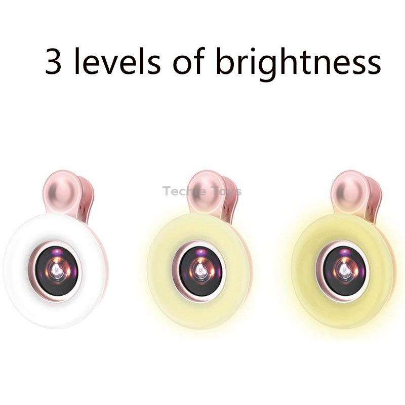 Mobile Phone Macro Lens Beauty Makeup Selfie Light(Pink)