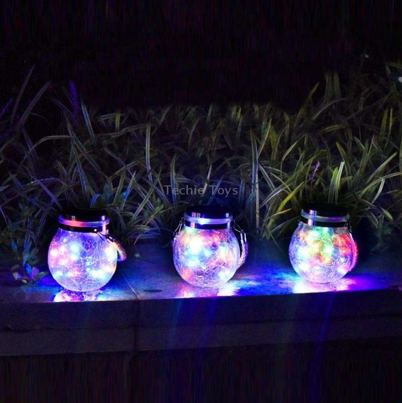 20 LED Solar Energy Glass Bottle Pendent Lamp IP44 Waterproof Outdoor Garden Decoration Light(Color