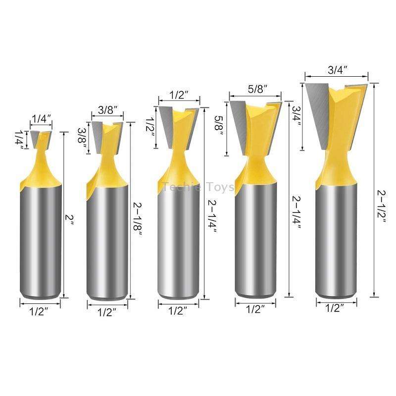 1/2 Handle Dovetail Cutter Wood Engraving Small Milling Cutter, Specification: 5 PCS/Set