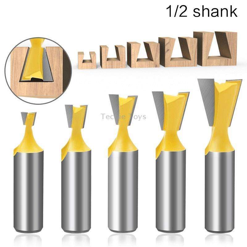 1/2 Handle Dovetail Cutter Wood Engraving Small Milling Cutter, Specification: 5 PCS/Set
