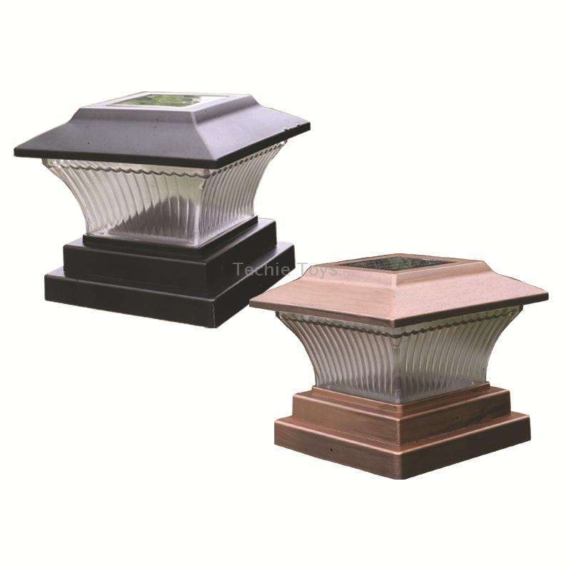 Outdoor Solar Column Lamp IP44 Waterproof Garden Fence Light Solar Street Lamp(Gold Bronze Shell+Whi