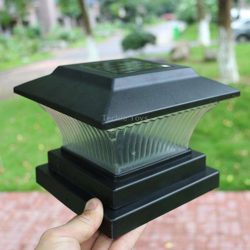 Outdoor Solar Column Lamp IP44 Waterproof Garden Fence Light Solar Street Lamp(Gold Bronze Shell+Whi