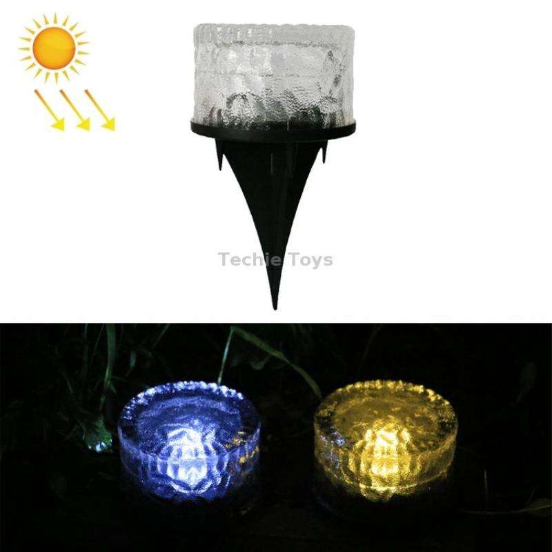 Outdoor Solar Buried Lamp Round Glass Floor Street Light Garden Ice Brick Waterproof Lamp(Warm Light