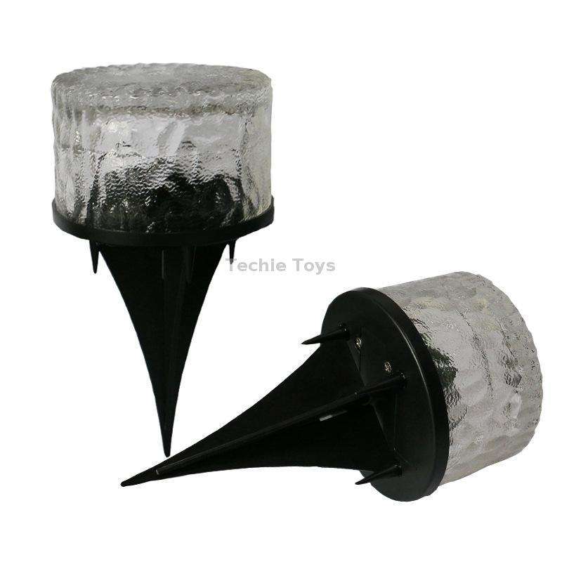 Outdoor Solar Buried Lamp Round Glass Floor Street Light Garden Ice Brick Waterproof Lamp(Warm Light