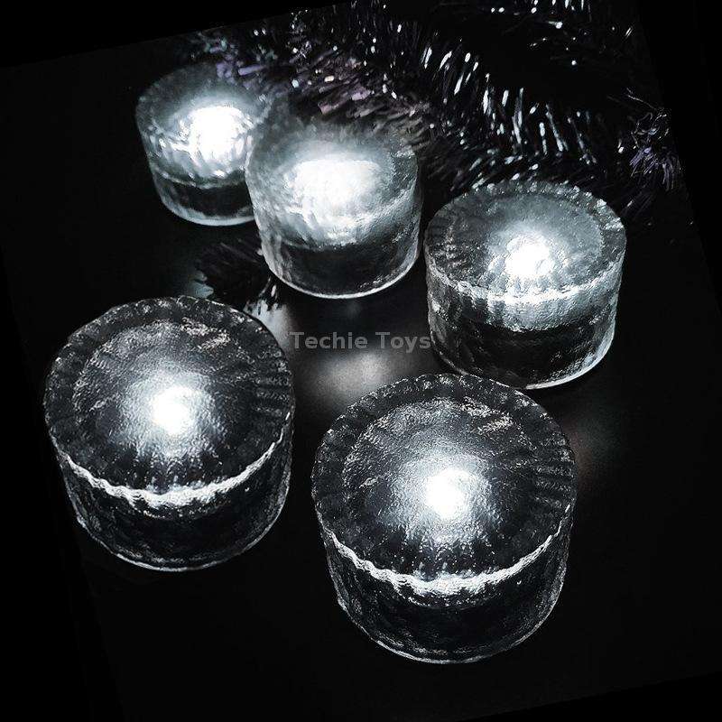 Outdoor Solar Buried Lamp Round Glass Floor Street Light Garden Ice Brick Waterproof Lamp(Warm Light
