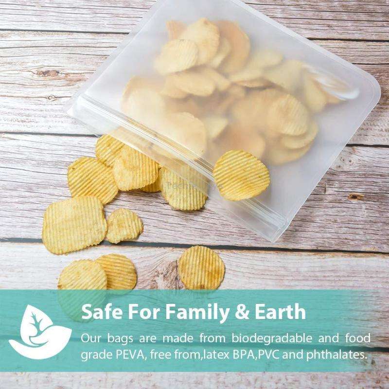 10 in 1 Translucent Frosted PEVA Food Preservation Bag Refrigerator Food Storage Bag Self-Sealing Fo