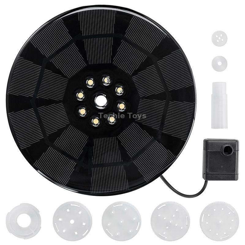 Colorful Lamp Battery Solar Fountain Floating Landscape Fountain(Colorful Transparent Nozzle)