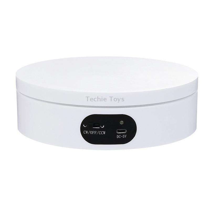 ND120 USB Automatic Rotating Camera Table Hand-Made Panoramic Display Table Turntable(White)